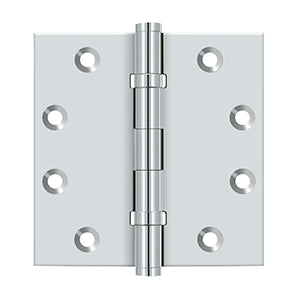 Deltana 4 1/2 x 4 1/2 Inch Solid Brass Square Corner Standard 4 Ball Bearing NRP Hinge - Pair