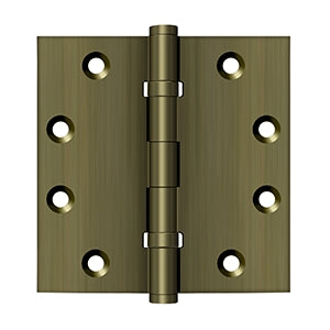 Deltana 4 1/2 x 4 1/2 Inch  Door Hinge - Antique Brass