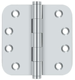 Deltana 4 x 4 Inch Solid Brass 5/8" Radius Corner, Heavy Duty Hinge - Pair