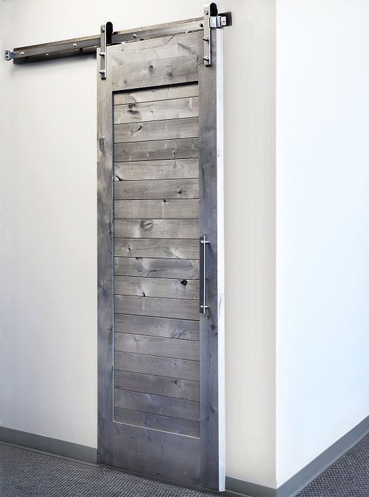 Sure-Loc 96 Inch Strap Roller Barn Door Track System - Satin Nickel