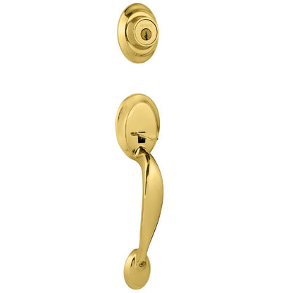Kwikset Dakota handleset in Polished Brass