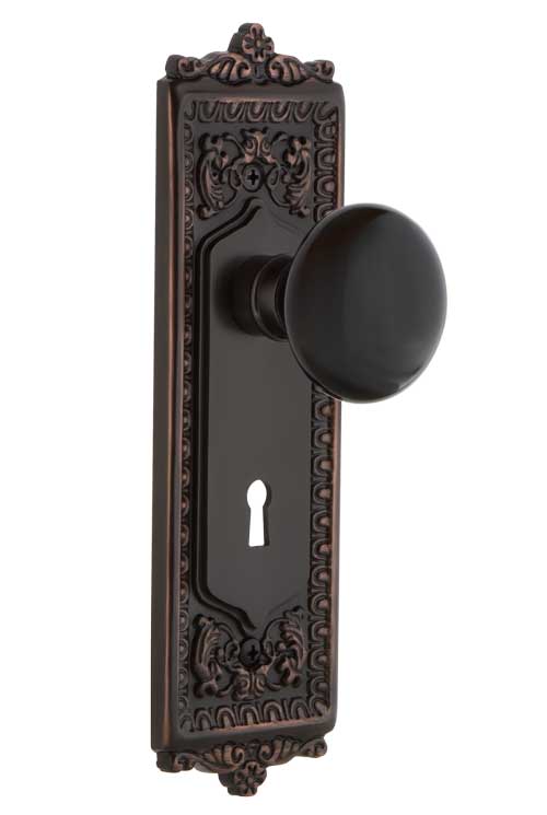 Nostalgic Warehouse Egg & Dart Plate with Black Porcelain Knob