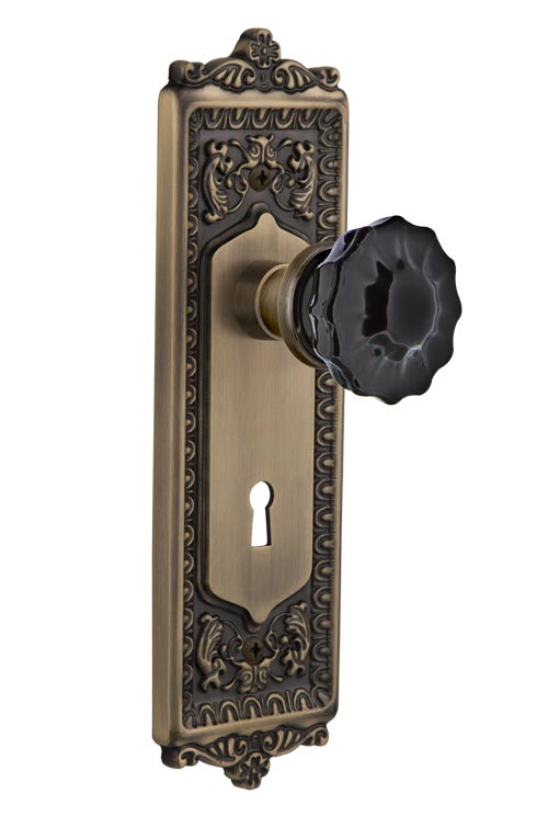 Nostalgic Warehouse Egg & Dart Plate with Black Crystal Knob