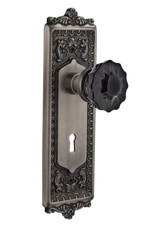 Nostalgic Warehouse Egg & Dart Plate with Black Crystal Knob