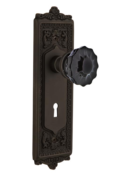 Nostalgic Warehouse Egg & Dart Plate with Black Crystal Knob