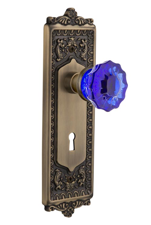 Nostalgic Warehouse Egg & Dart Plate with Cobalt Crystal Knob