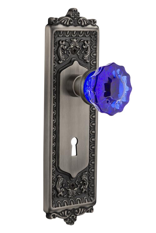 Nostalgic Warehouse Egg & Dart Plate with Cobalt Crystal Knob