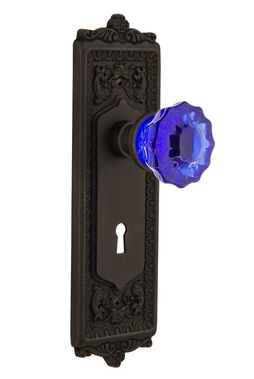 Nostalgic Warehouse Egg & Dart Plate with Cobalt Crystal Knob