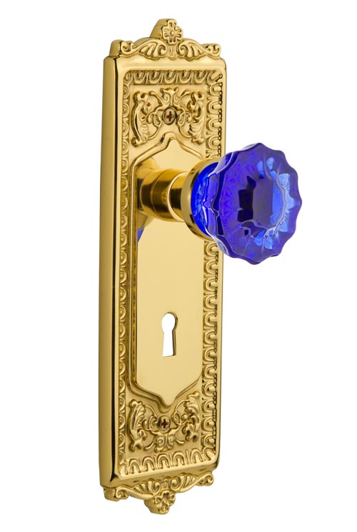 Nostalgic Warehouse Egg & Dart Plate with Cobalt Crystal Knob