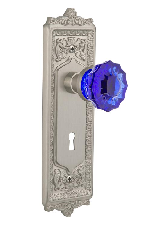 Nostalgic Warehouse Egg & Dart Plate with Cobalt Crystal Knob