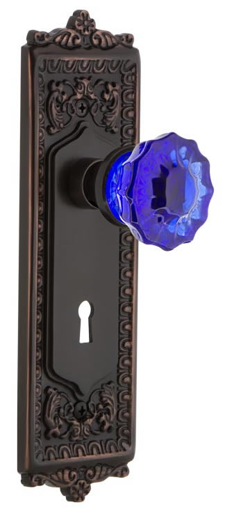 Nostalgic Warehouse Egg & Dart Plate with Cobalt Crystal Knob