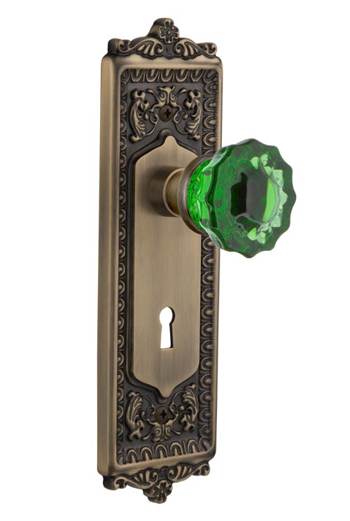 Nostalgic Warehouse Egg & Dart Plate with Emerald Crystal Knob