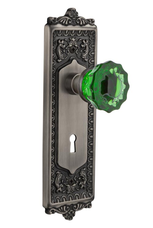 Nostalgic Warehouse Egg & Dart Plate with Emerald Crystal Knob