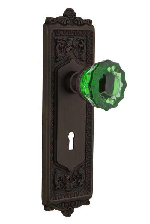 Nostalgic Warehouse Egg & Dart Plate with Emerald Crystal Knob