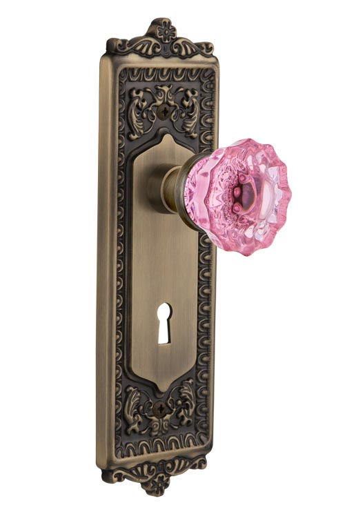 Nostalgic Warehouse Egg & Dart Plate with Pink Crystal Knob