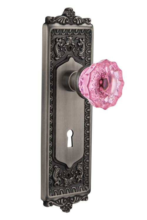 Nostalgic Warehouse Egg & Dart Plate with Pink Crystal Knob