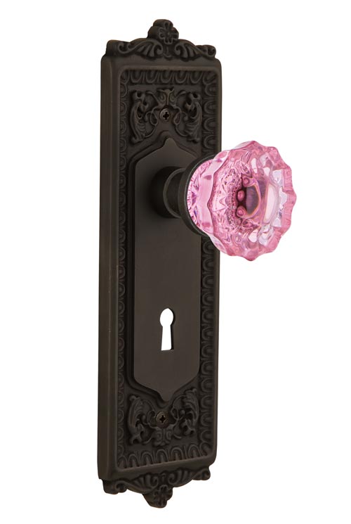 Nostalgic Warehouse Egg & Dart Plate with Pink Crystal Knob