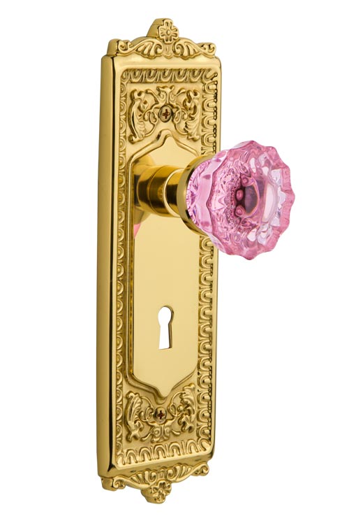 Nostalgic Warehouse Egg & Dart Plate with Pink Crystal Knob