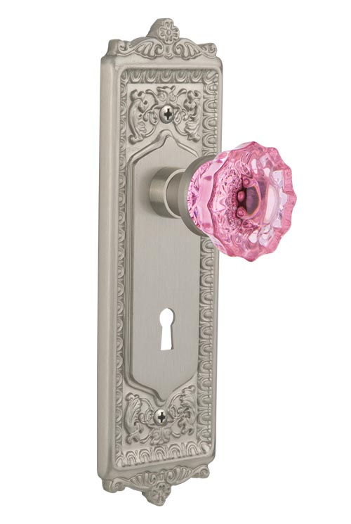 Nostalgic Warehouse Egg & Dart Plate with Pink Crystal Knob