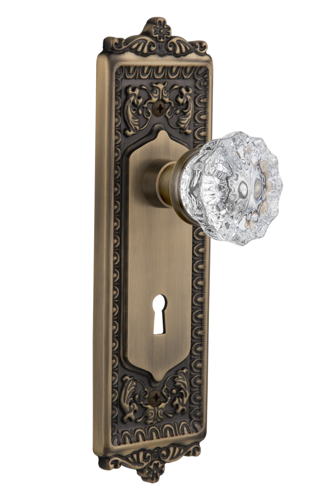 Nostalgic Warehouse Egg and Dart Plate with Crystal Knob - Mortise Lock