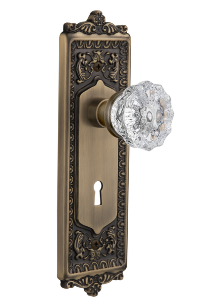 Nostalgic Warehouse Egg and Dart Plate with Crystal Knob - Mortise Lock