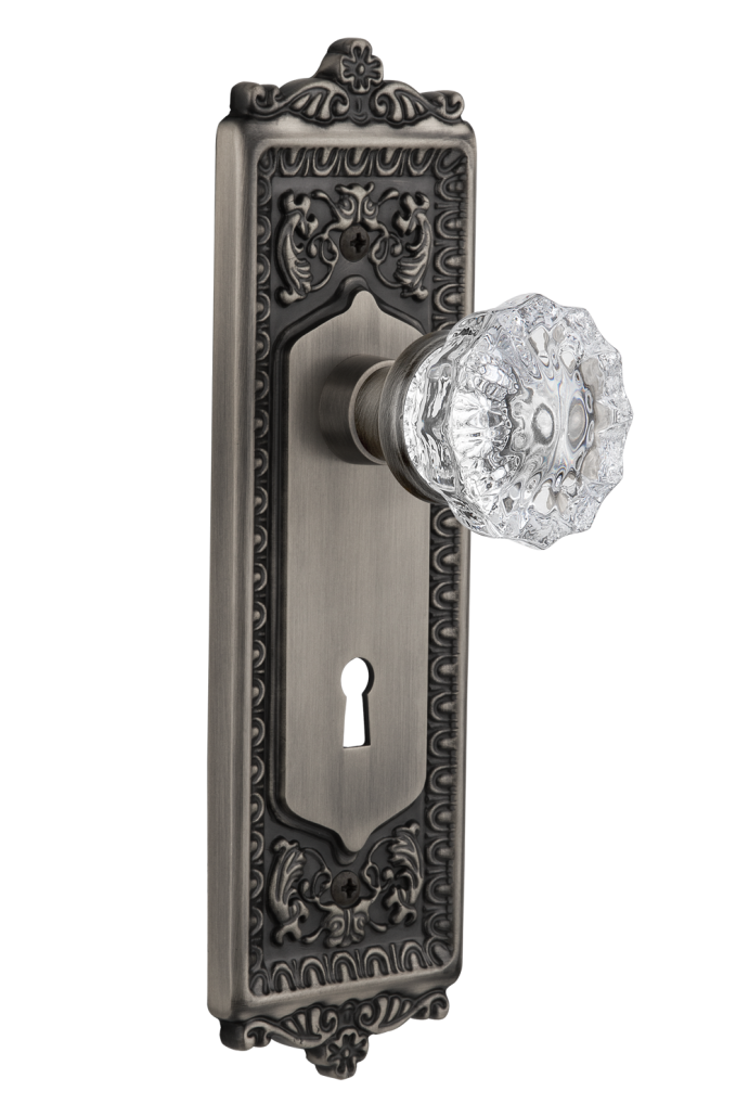 Nostalgic Warehouse Egg and Dart Plate with Crystal Knob - Mortise Lock