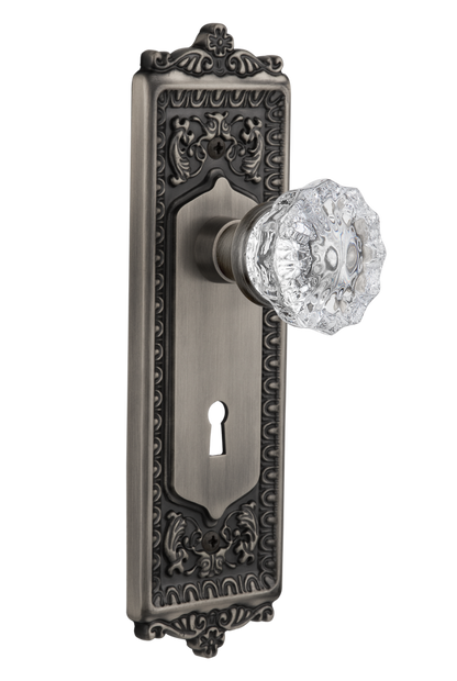 Nostalgic Warehouse Egg and Dart Plate with Crystal Knob - Mortise Lock