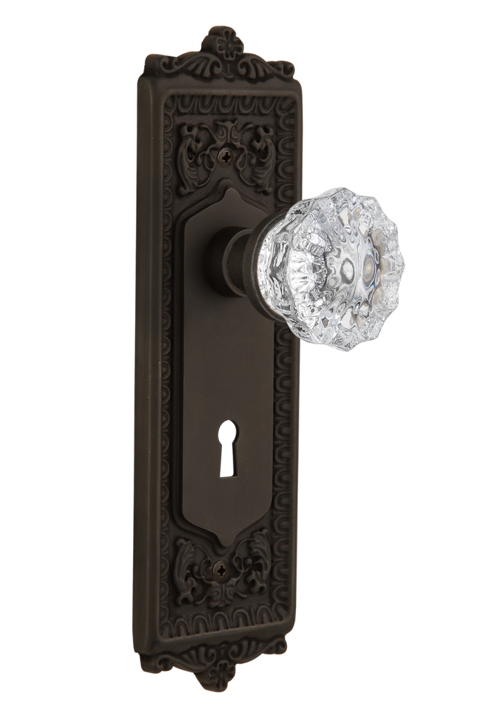 Nostalgic Warehouse Egg and Dart Plate with Crystal Knob - Mortise Lock