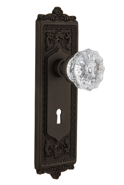 Nostalgic Warehouse Egg and Dart Plate with Crystal Knob - Mortise Lock