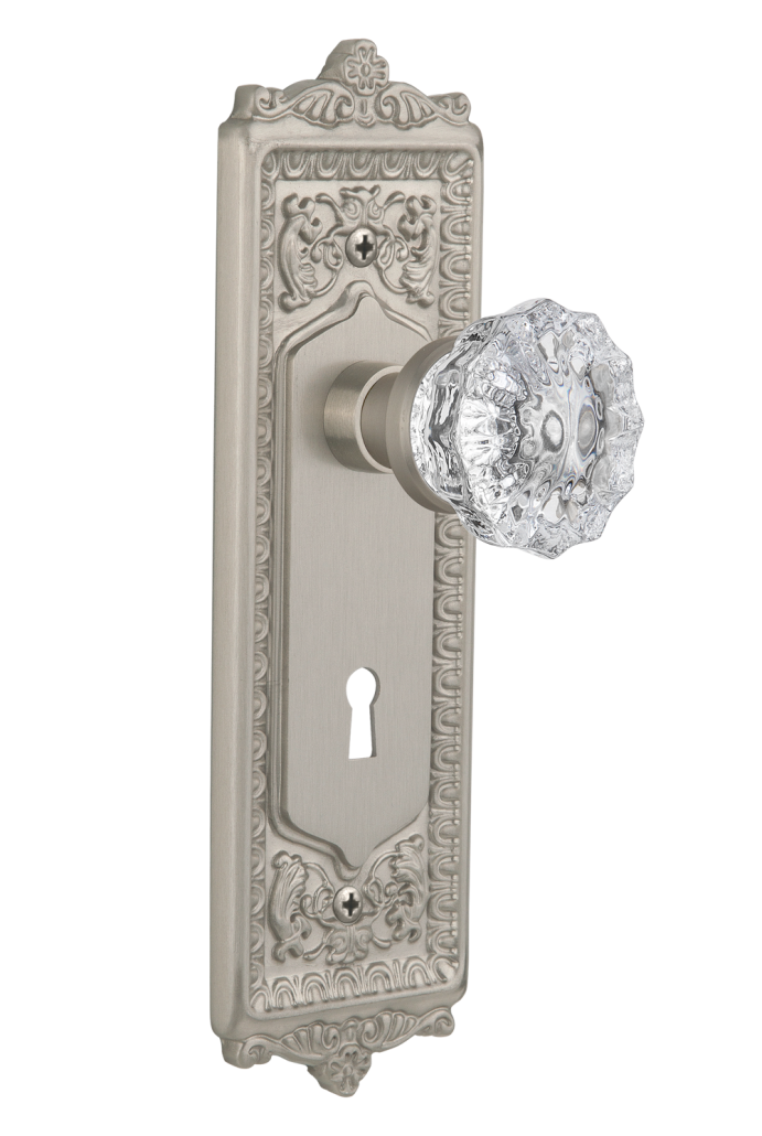 Nostalgic Warehouse Egg and Dart Plate with Crystal Knob - Mortise Lock