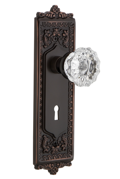 Nostalgic Warehouse Egg and Dart Plate with Crystal Knob - Timeless Bronze