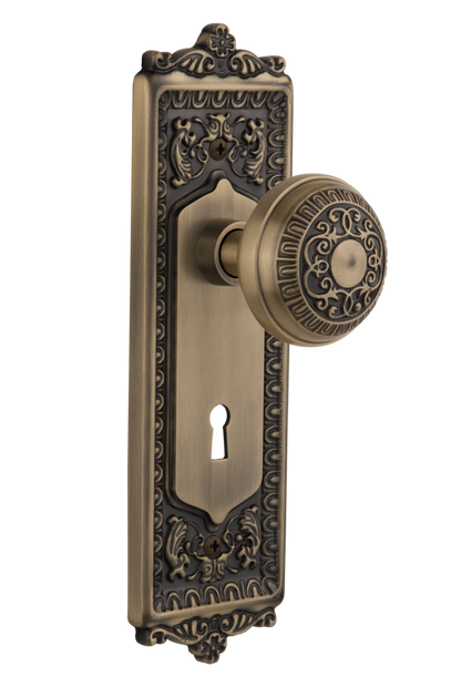 Nostalgic Warehouse Egg and Dart Plate with Egg and Dart Knob - Mortise Lock