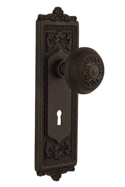 Nostalgic Warehouse Egg and Dart Plate with Egg and Dart Knob - Mortise Lock