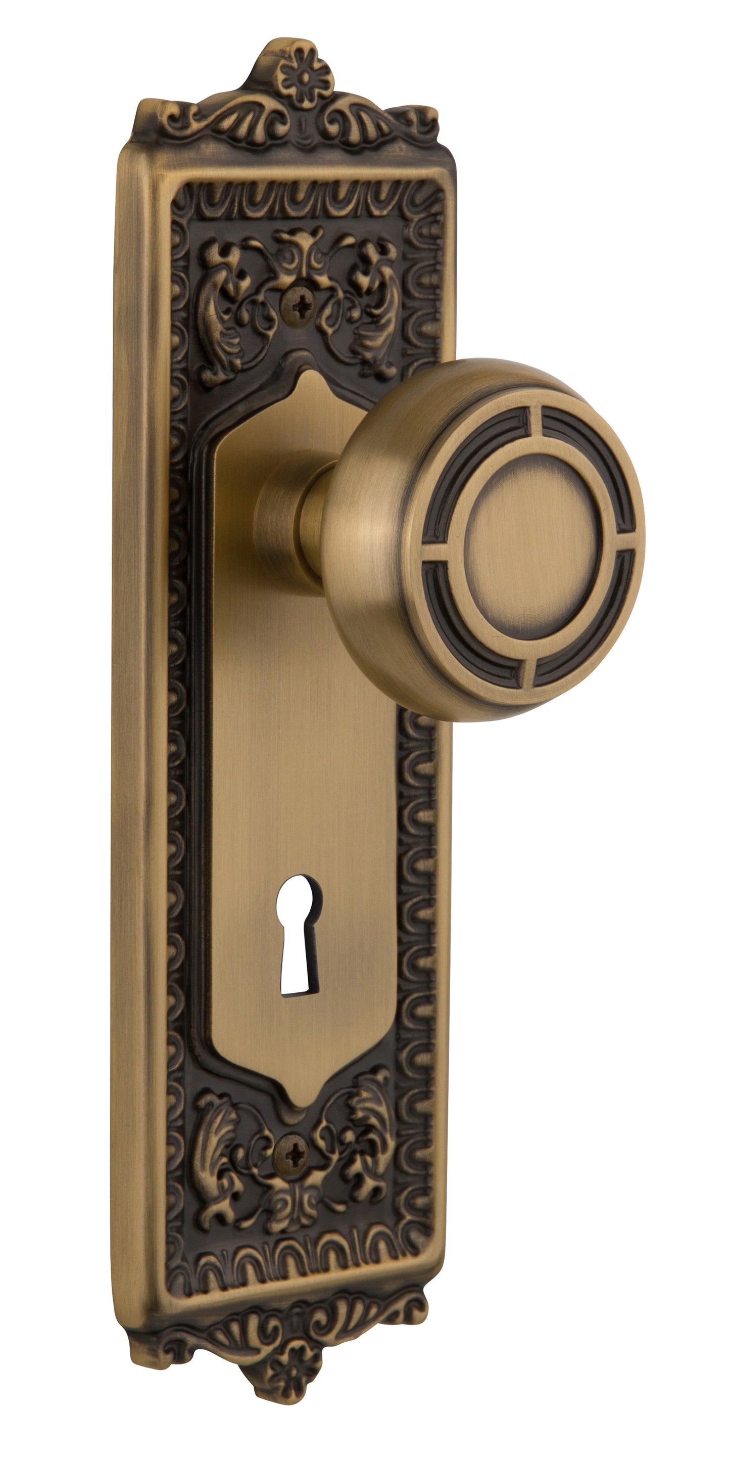 Nostalgic Warehouse Egg and Dart Plate with Mission Knob - Mortise Lock
