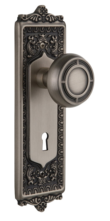 Nostalgic Warehouse Egg and Dart Plate with Mission Knob - Mortise Lock