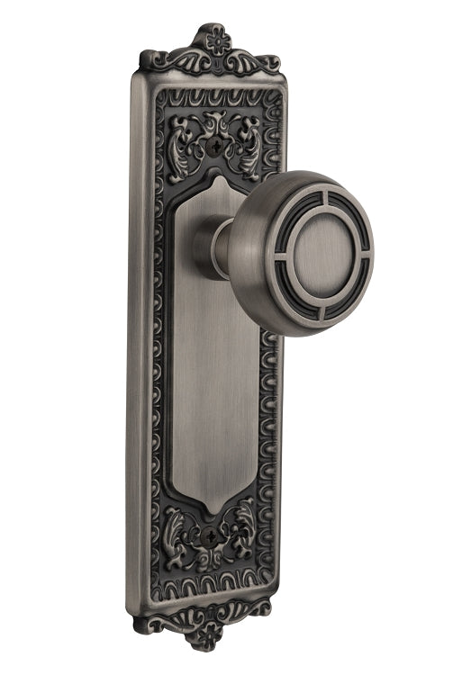 Nostalgic Warehouse Egg and Dart Plate with Mission Knob - Antique Pewter ( All Mortise Come W/ Keyhole )
