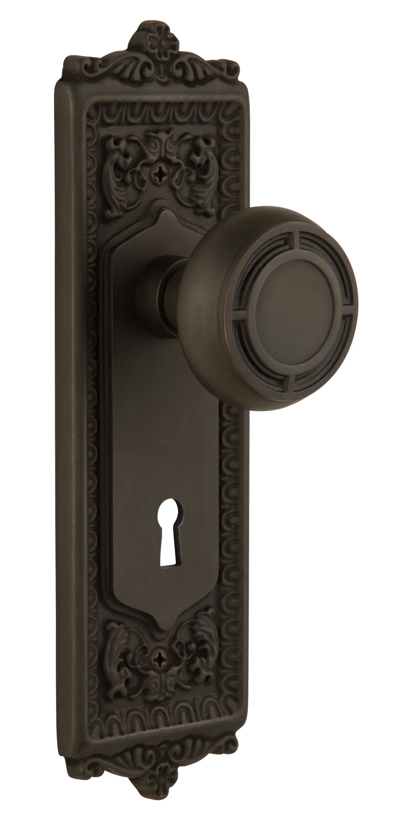 Nostalgic Warehouse Egg and Dart Plate with Mission Knob - Mortise Lock