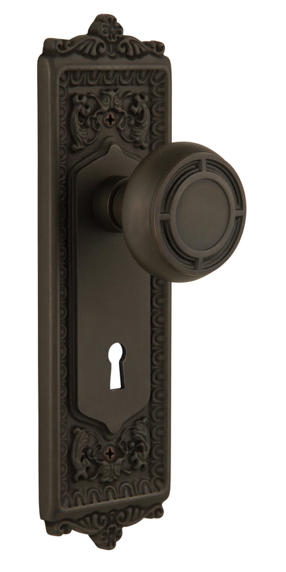 Nostalgic Warehouse Egg and Dart Plate with Mission Knob - Mortise Lock
