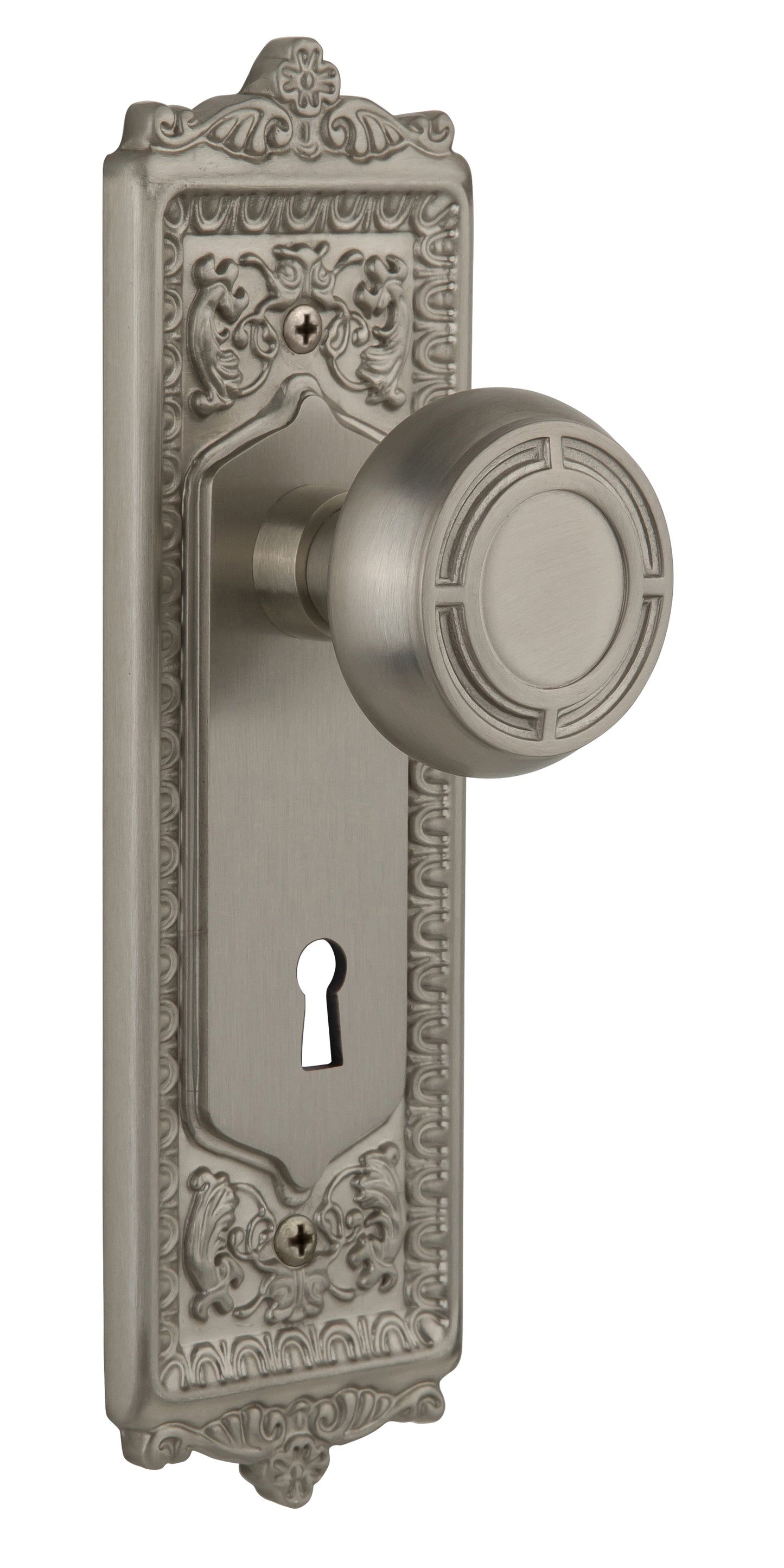 Nostalgic Warehouse Egg and Dart Plate with Mission Knob - Mortise Lock