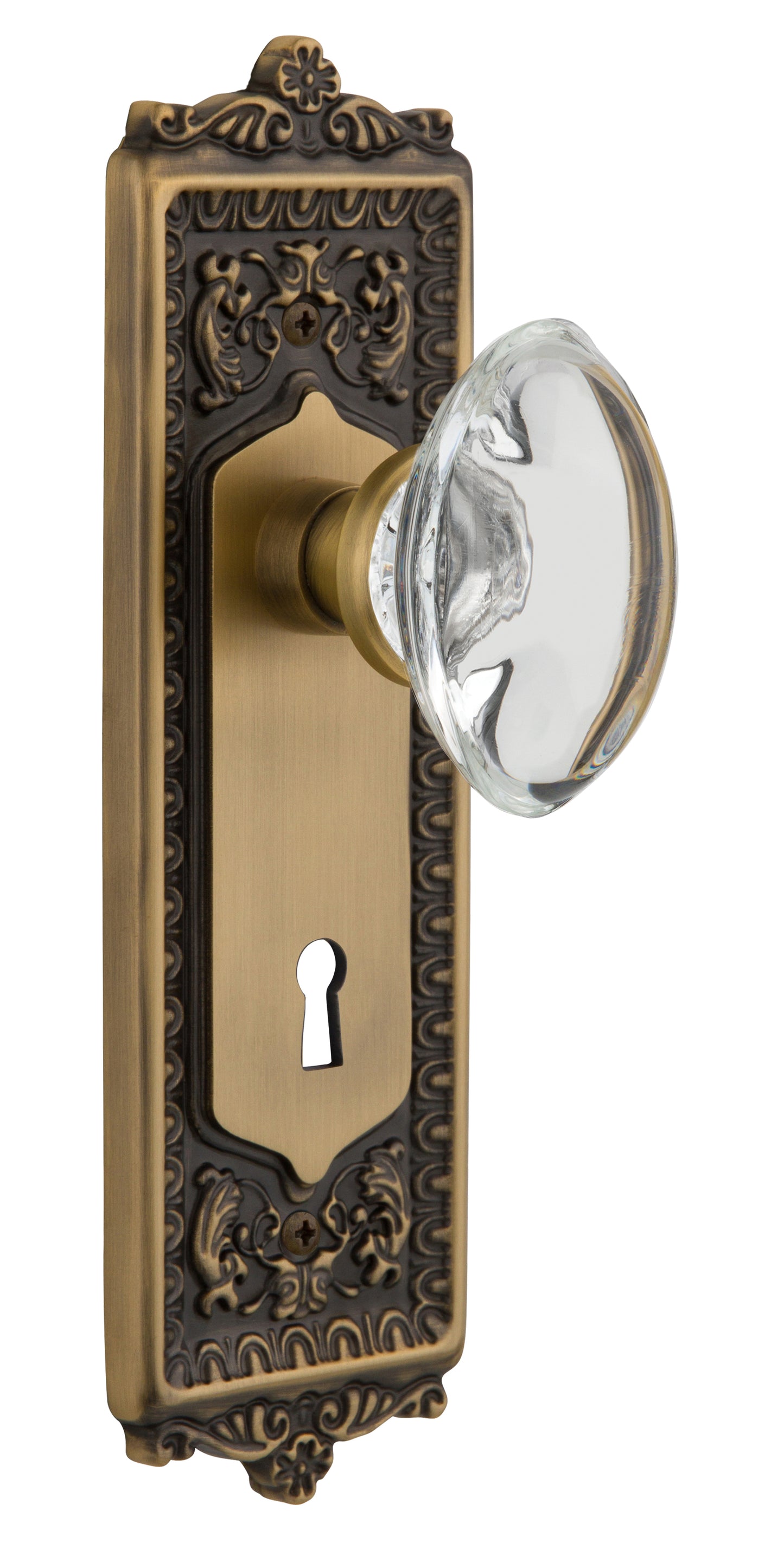 Nostalgic Warehouse Egg & Dart Plate with Oval Crystal Knob - Mortise Lock