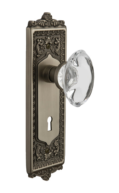 Nostalgic Warehouse Egg & Dart Plate with Oval Crystal Knob - Mortise Lock