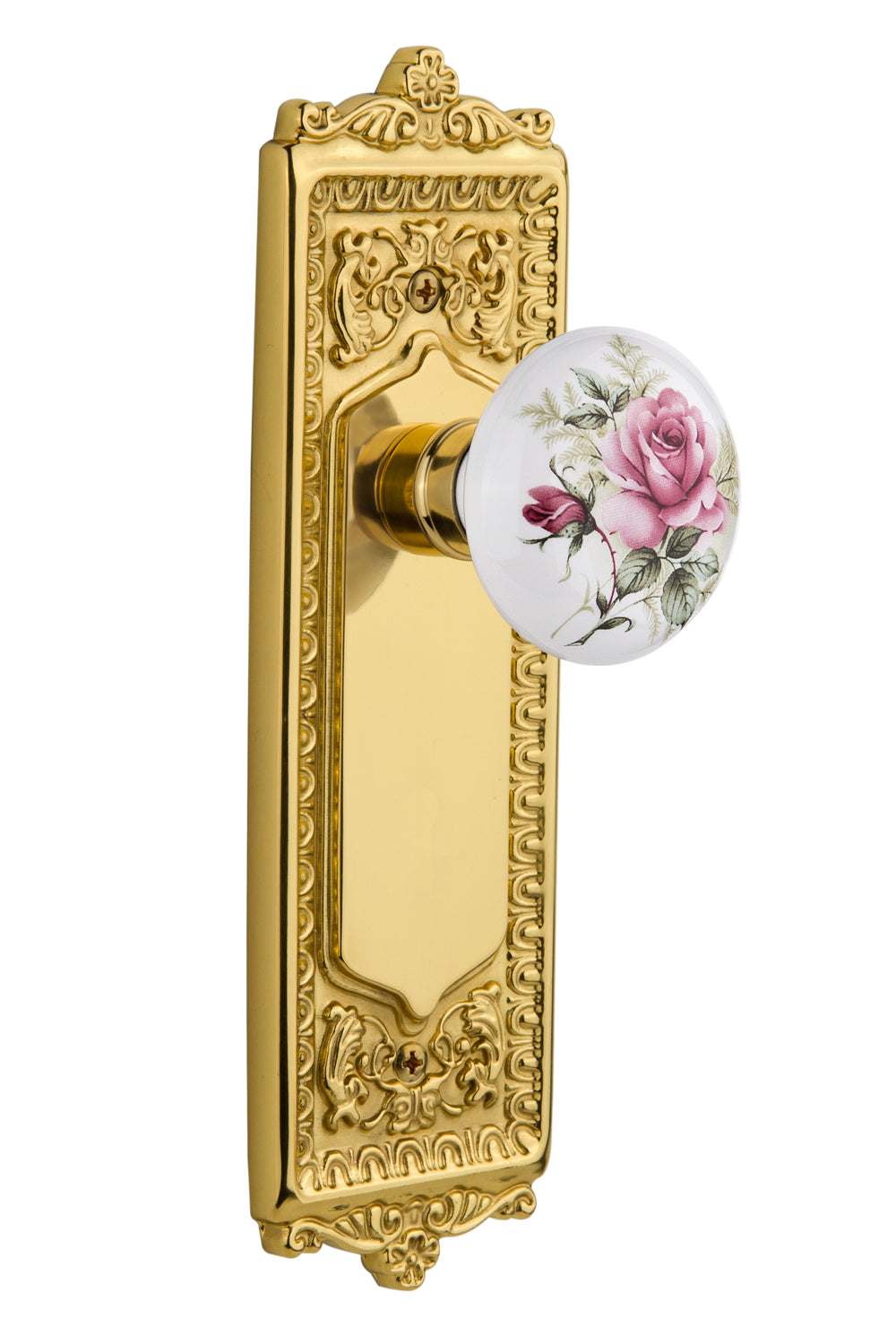 Nostalgic Warehouse Egg and Dart Plate with White/ Rose Porcelain Knob