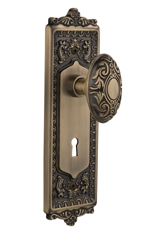 Nostalgic Warehouse Egg and Dart Plate with Victorian Knob - Mortise Lock