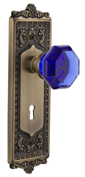 Nostalgic Warehouse Egg & Dart Plate with Cobalt Waldorf Knob