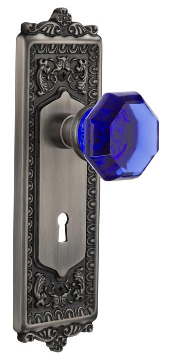 Nostalgic Warehouse Egg & Dart Plate with Cobalt Waldorf Knob