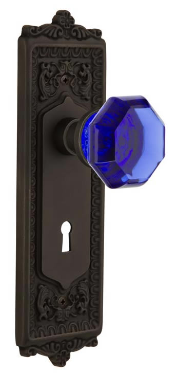 Nostalgic Warehouse Egg & Dart Plate with Cobalt Waldorf Knob