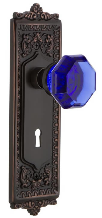 Nostalgic Warehouse Egg & Dart Plate with Cobalt Waldorf Knob