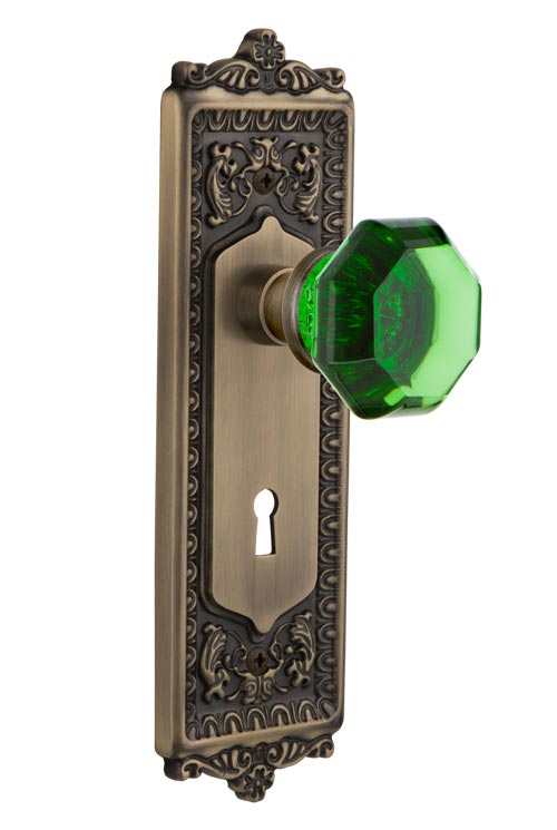 Nostalgic Warehouse Egg & Dart Plate with Emerald Waldorf Knob