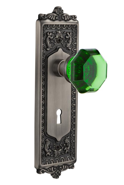 Nostalgic Warehouse Egg & Dart Plate with Emerald Waldorf Knob