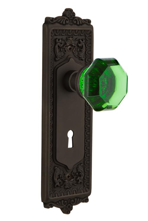 Nostalgic Warehouse Egg & Dart Plate with Emerald Waldorf Knob